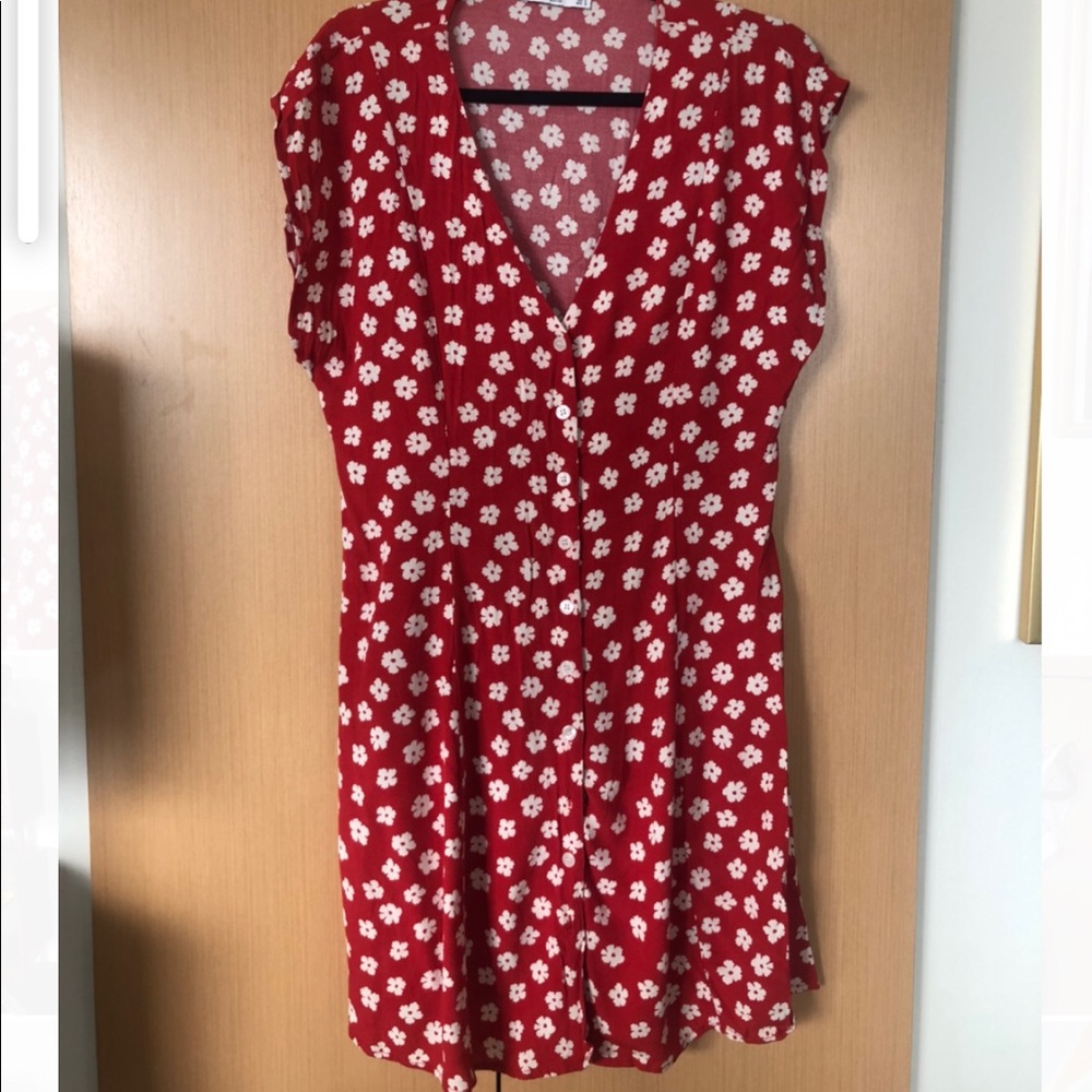 Floral Red mini dress - size L